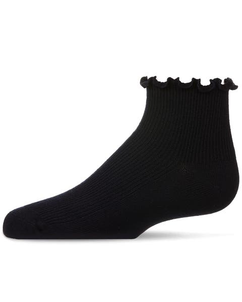 Ruffled Top Thin Ribbed Anklet Socks (Baby)