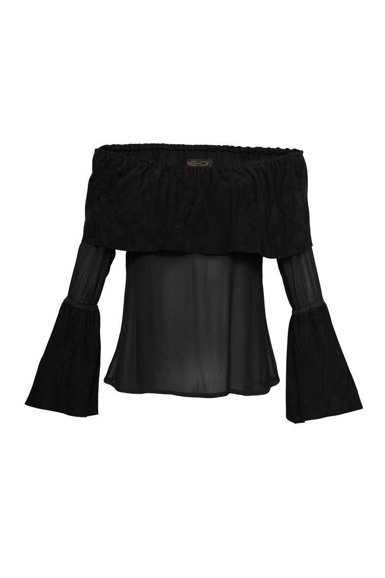 Ines Suede Top, Alternate, color, Black