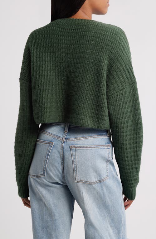 PACSUN PACSUN POLAR WAFFLE KNIT CROP SWEATER