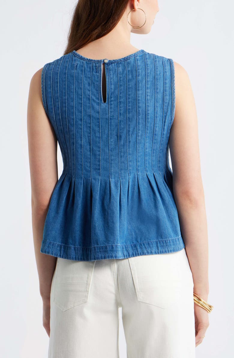 Treasure & Bond Pleated Cotton Chambray Top, Alternate, color, Light Blue Wash