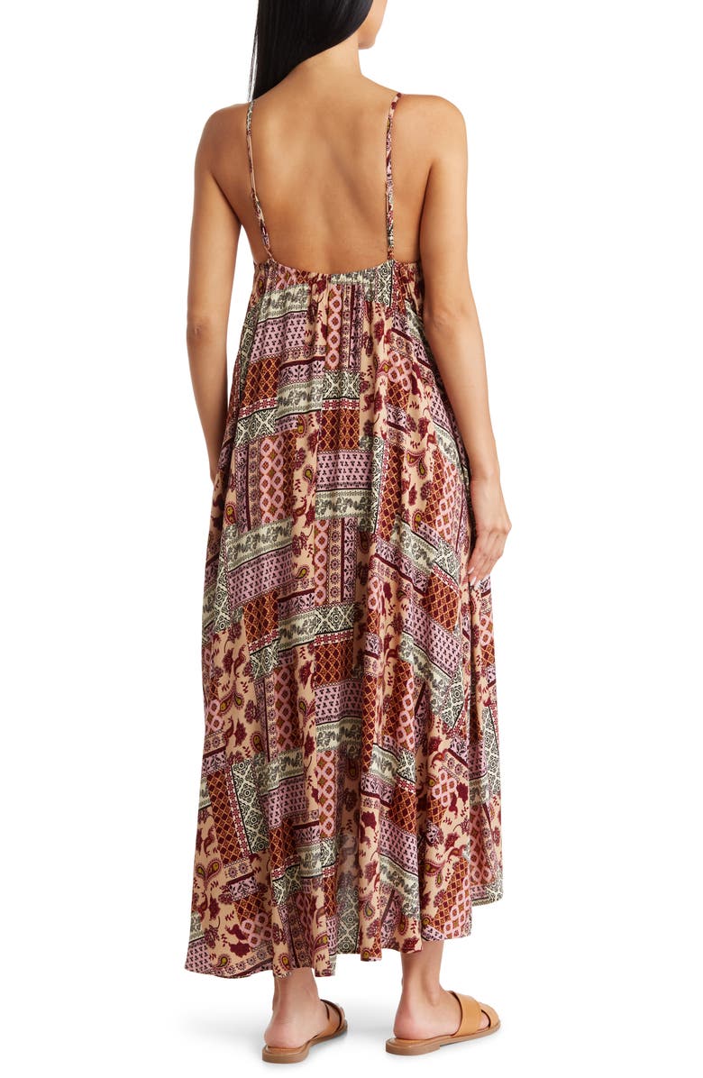 WISHLIST Patchwork Empire Waist Midi Dress, Alternate, color, 