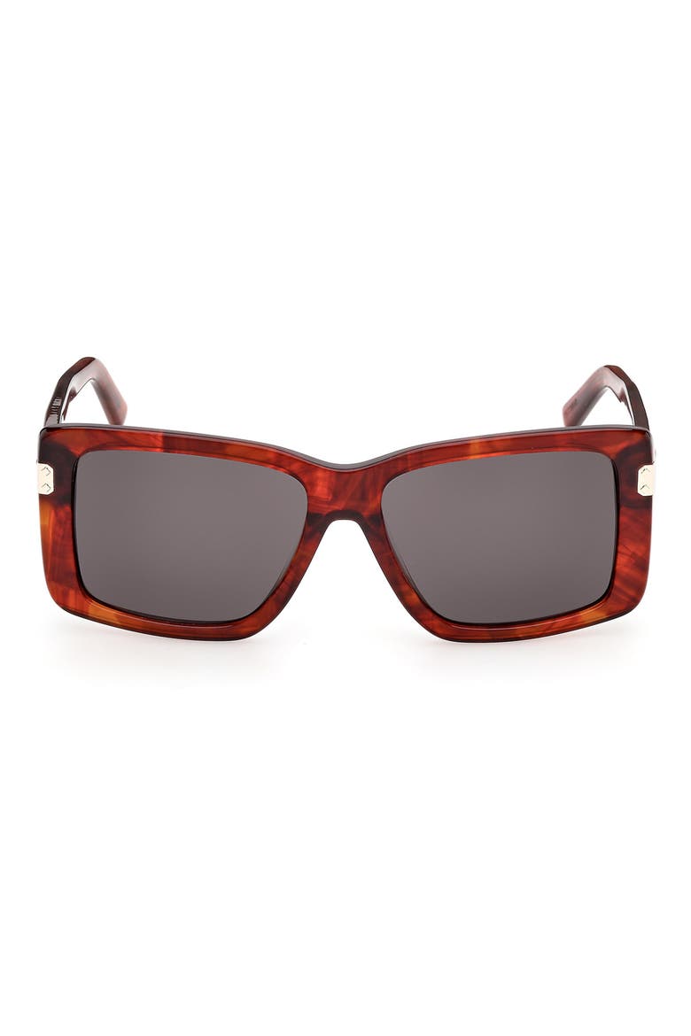 55mm Rectangular Gradient Sunglasses, Main, color, RED SMOKE