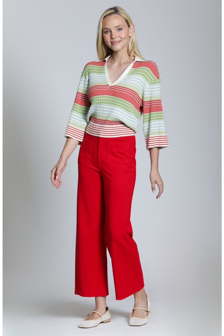 Ribbed Stripe Polo, Alternate, color, OLIVE MULTI