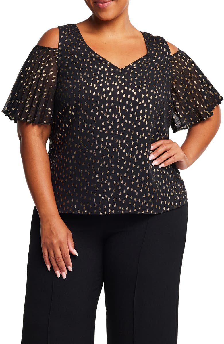 Estelle Gold Dust Cold Shoulder Top, Main, color, 