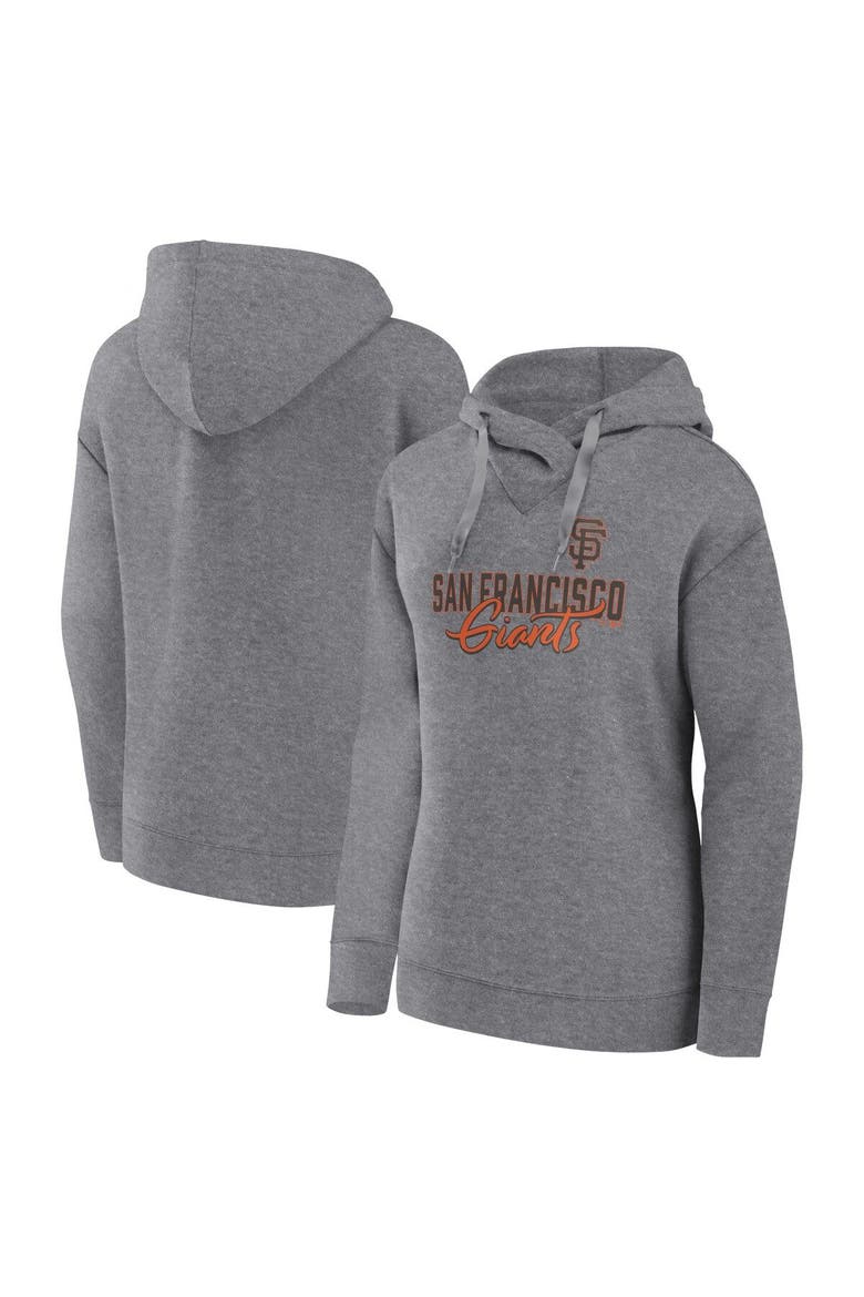 Women's Fanatics Branded Heather Gray San Francisco Giants Script Favorite Lightweight Pullover Hoodie, Main, color, Heather Gray
