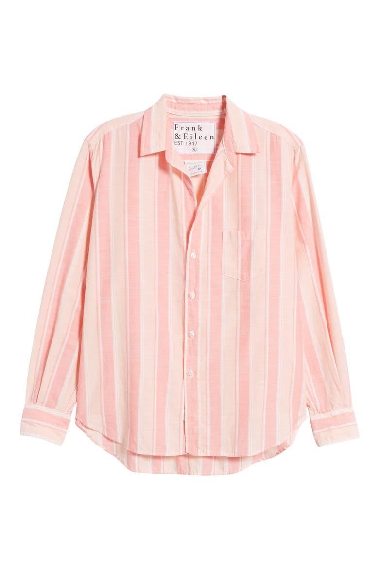 Stripe Cotton Button-Up Shirt, Alternate, color, PEACH PINK MULTI STRIPE