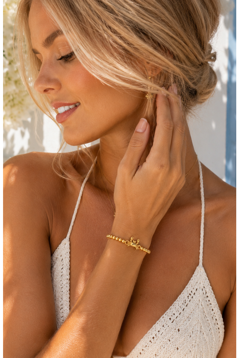 Golden Crab Beaded Bracelet, Alternate, color, Gold