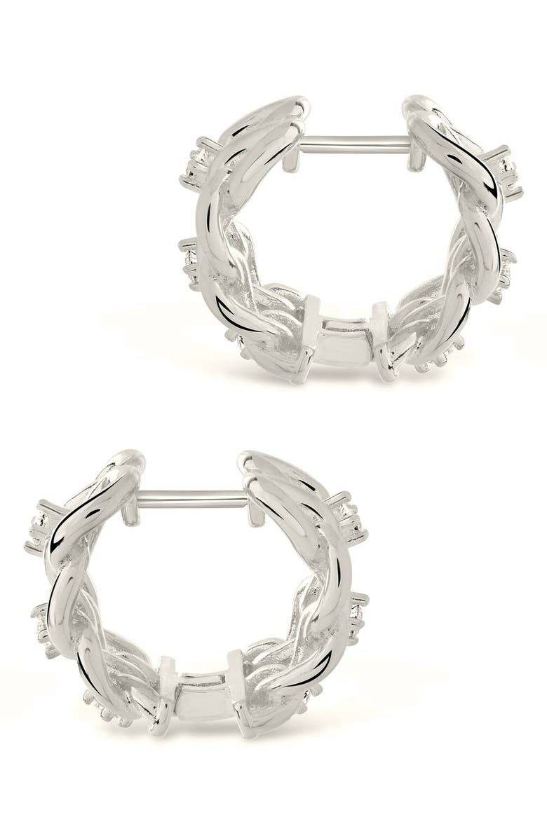 Sterling Forever Carleene CZ Huggie Hoop Earrings, Alternate, color, Silver