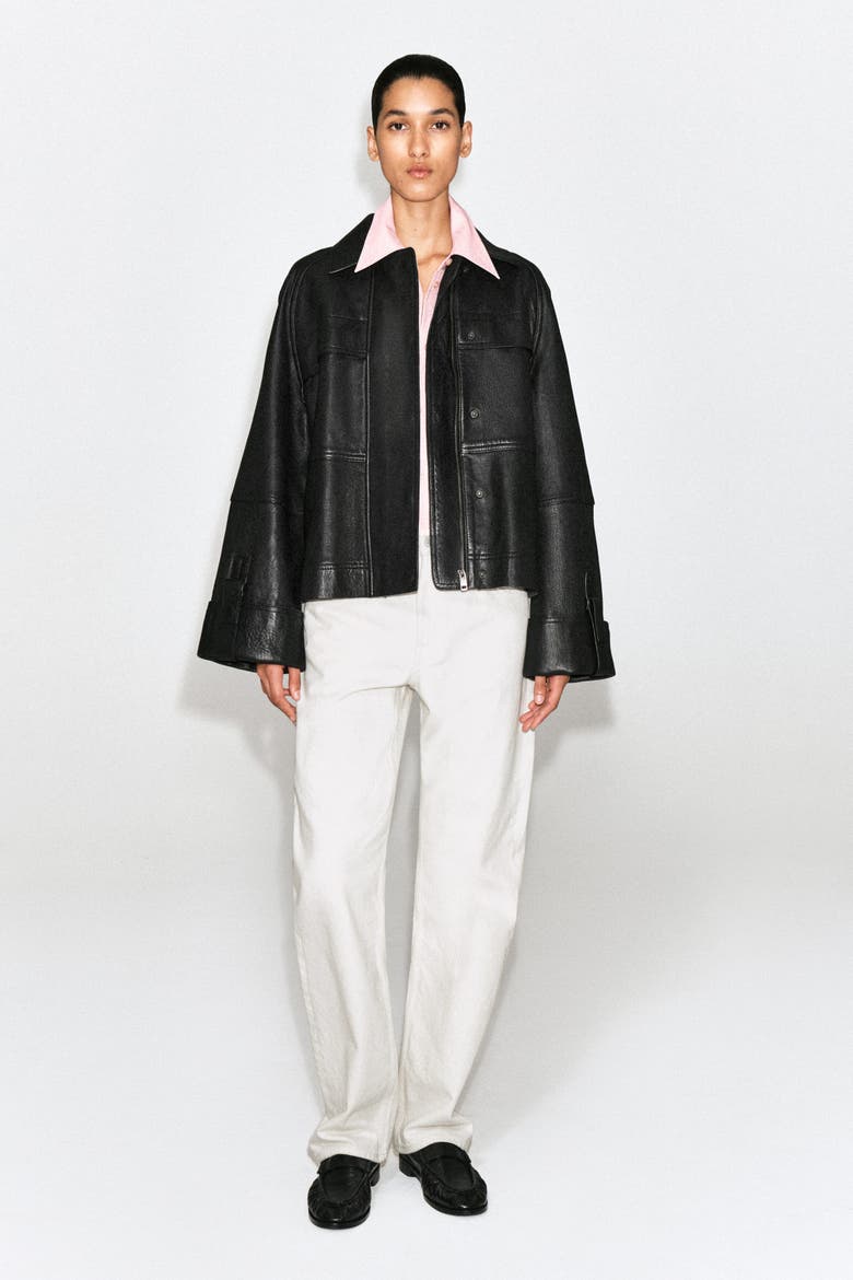 Leather Workwear Jacket, Alternate, color, BLACK