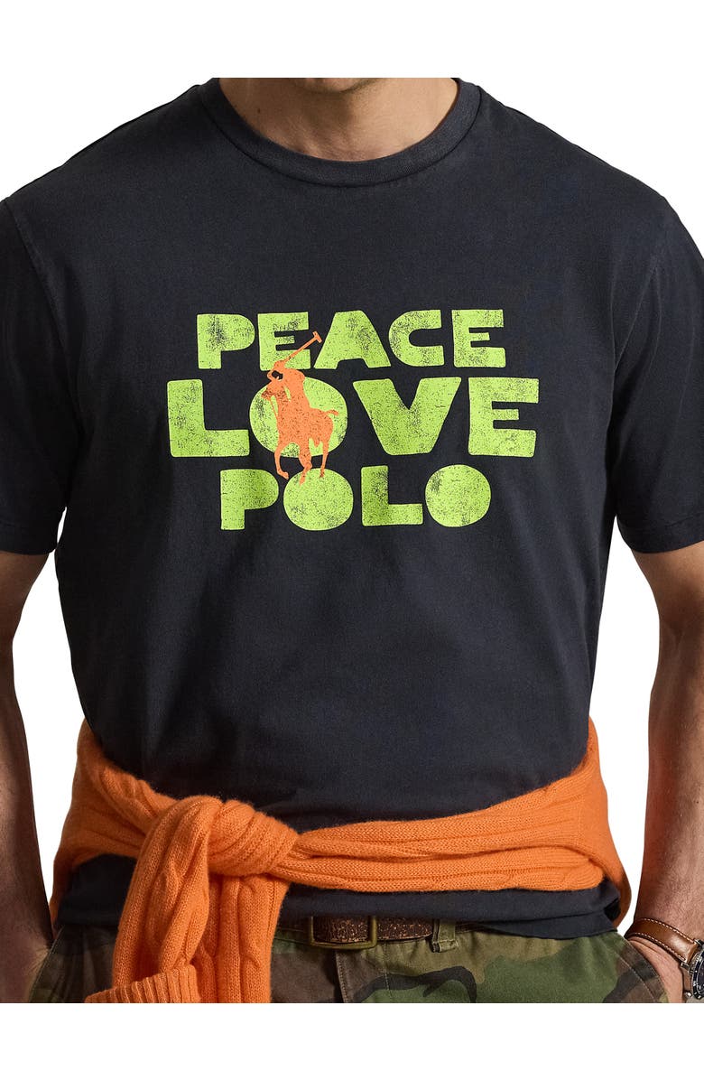 Polo Ralph Lauren Big & Tall Peace Love Polo Graphic Tee, Alternate, color, Polo Black