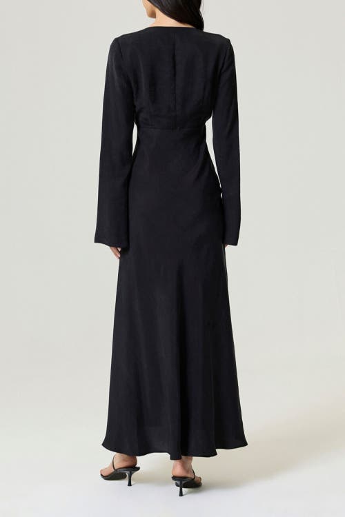 Nocturne Crystal Button Detailed Maxi Dress In Black