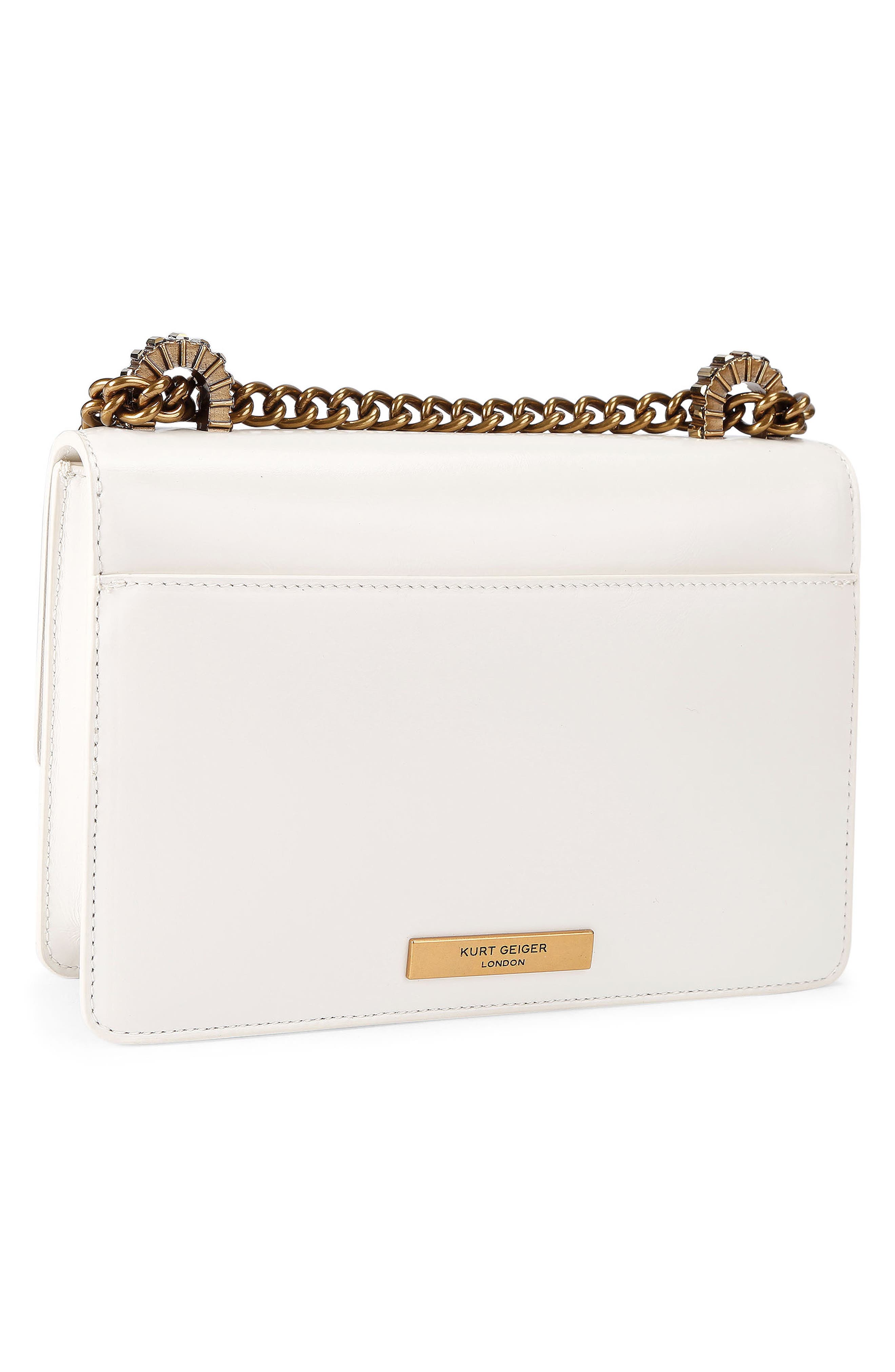 Kurt Geiger London Small Shoreditch Bow Convertible Leather Crossbody Bag, Alternate, color, Bone/Comb