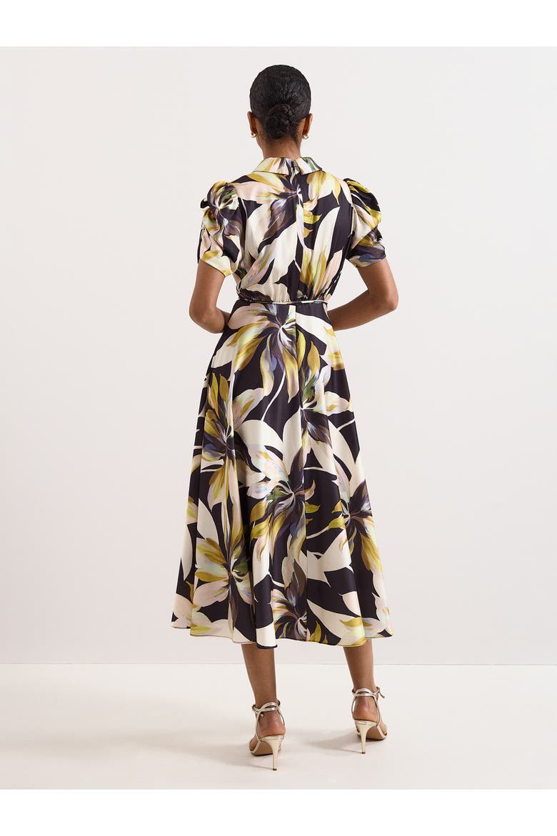 Bella Puff Sleeve Printed Shirt Dress, Alternate, color, Black Mu