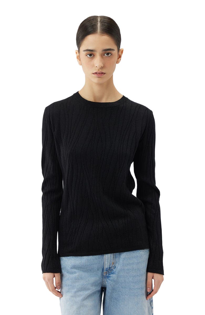 GOBI Mongolian Cashmere Cashmere Silk Sweater with Silver Threading, Main, color,