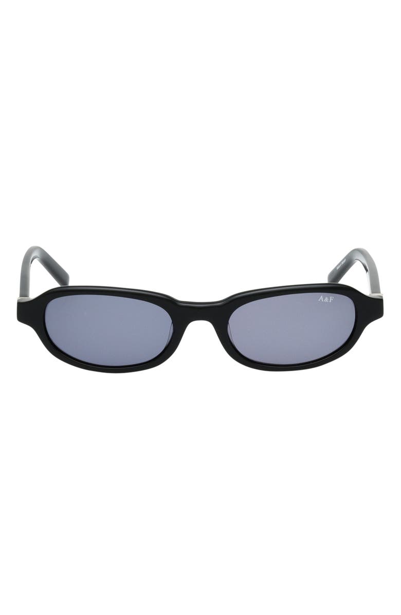 ABERCROMBIE & FITCH 50mm Oval Sunglasses, Main, color, Shiny Black / Smoke
