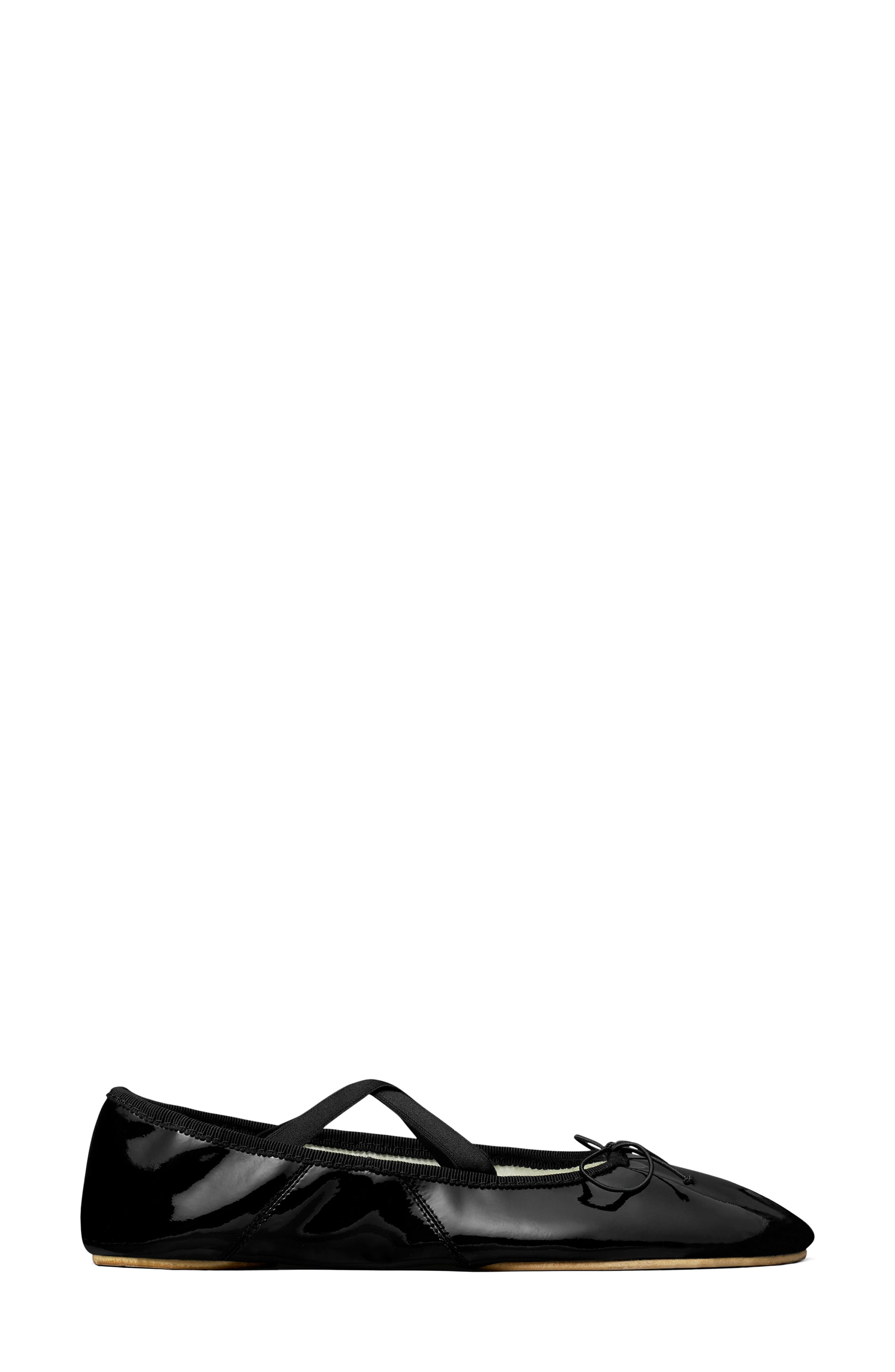 Tory Burch Peep Toe Mary Jane Ballet Flat, Alternate, color, Perfect Black
