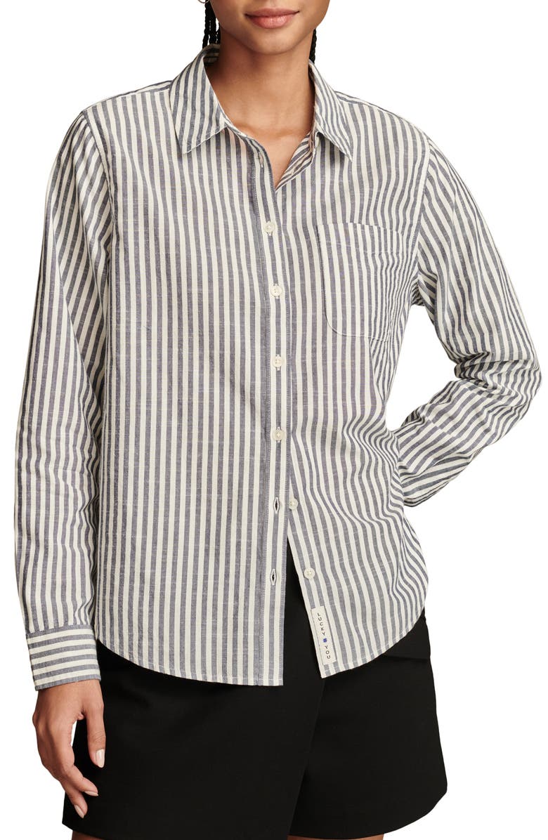Lucky Brand The Boyfriend Stripe Button-Up Shirt, Main, color, 