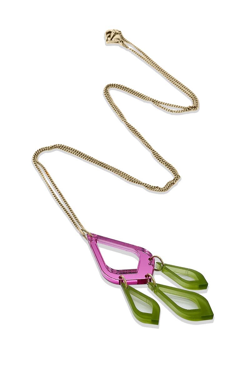 Feather Drop Pendant - Pink Mirror & Lime Zest, Alternate, color, Pink Mirror & Lime Zest