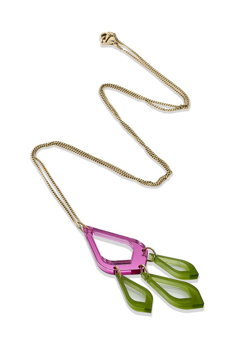 Toolally Feather Drop Pendant - Pink Mirror & Lime Zest, Alternate, color, Pink Mirror & Lime Zest