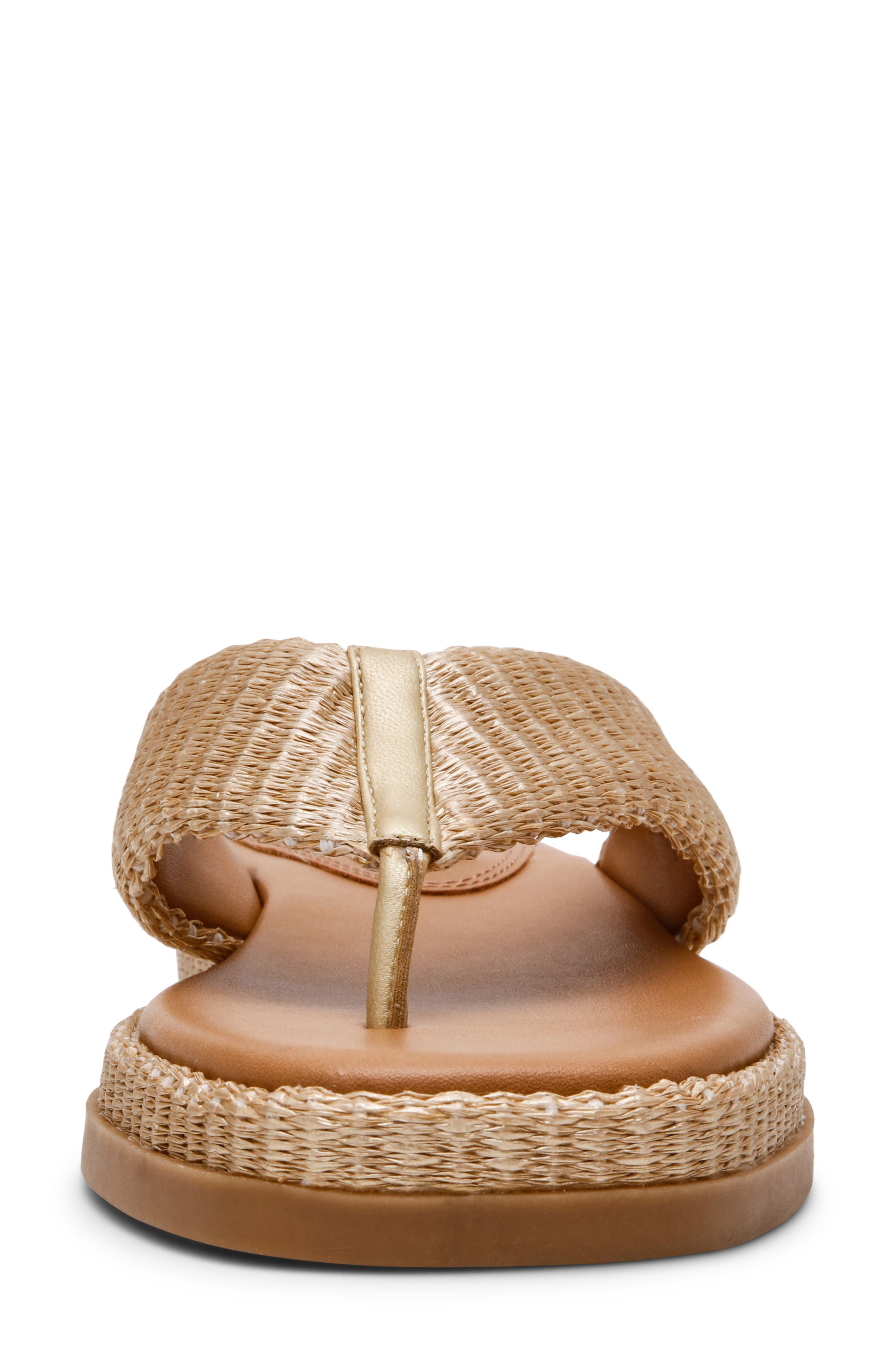 Bella Thong Platform Slide Sandal, Alternate, color, GOLD RAFFIA