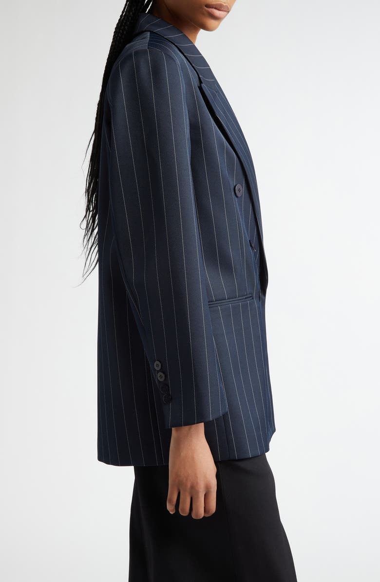 LaQuan Smith Pinstripe Double Breasted Oversize Boyfriend Blazer, Alternate, color, 