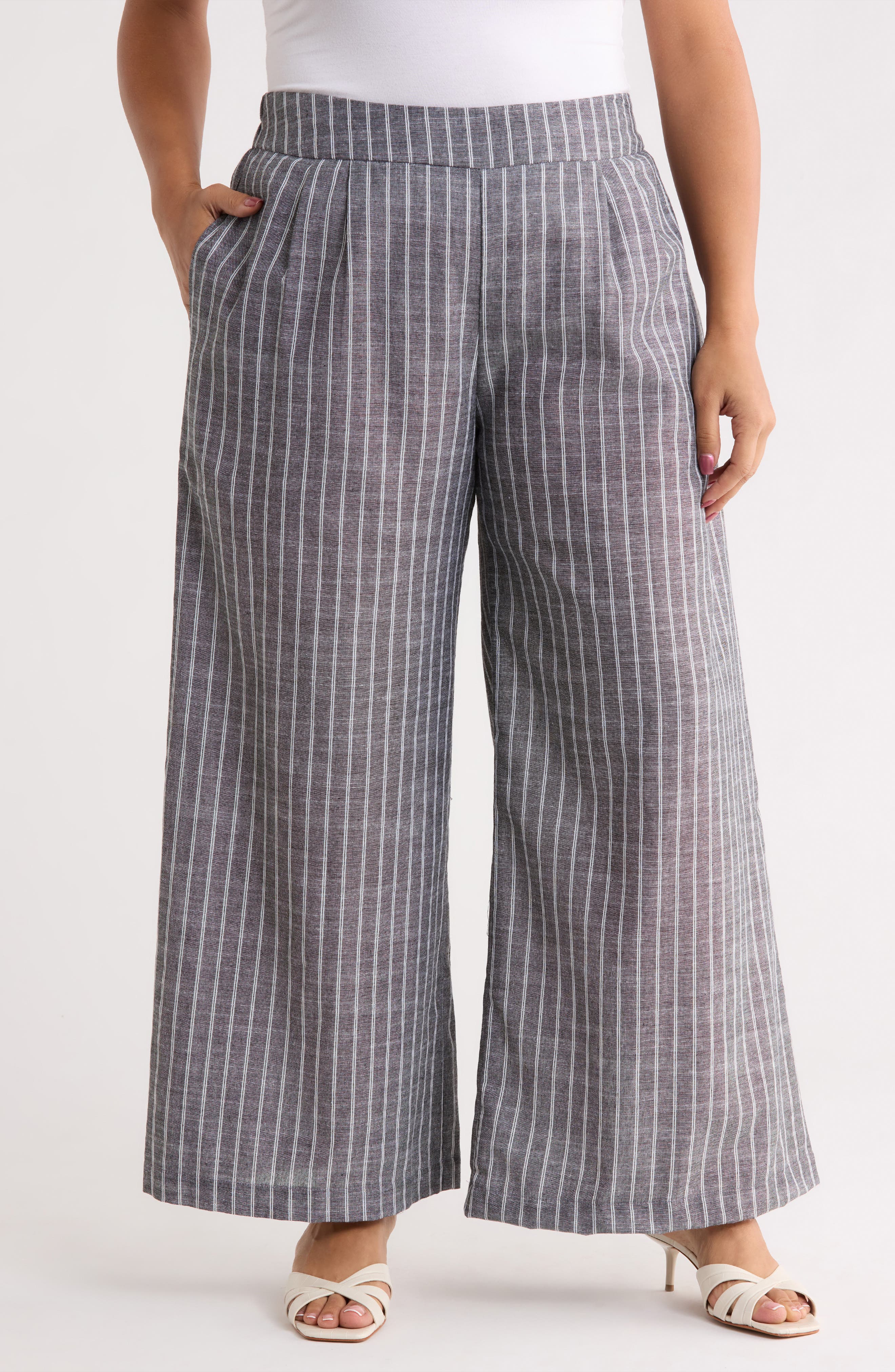 Renee C Tropical Print Wide Leg Pants