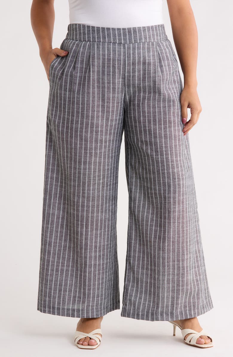 Renee C Tropical Print Wide Leg Pants, Main, color, Black