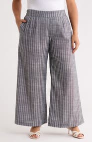 Renee C Tropical Print Wide Leg Pants