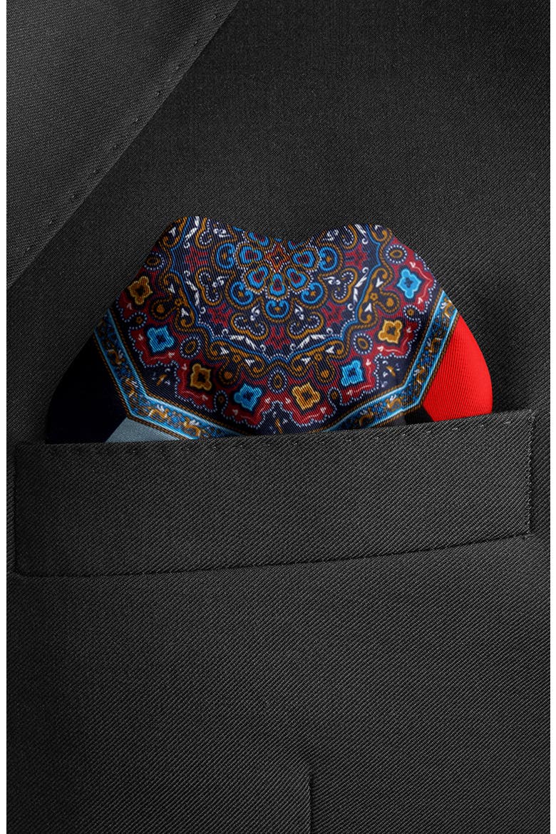 Vincent De Paul Multi Colored Paisley Pocket Square, Alternate, color, BLUE MULTI