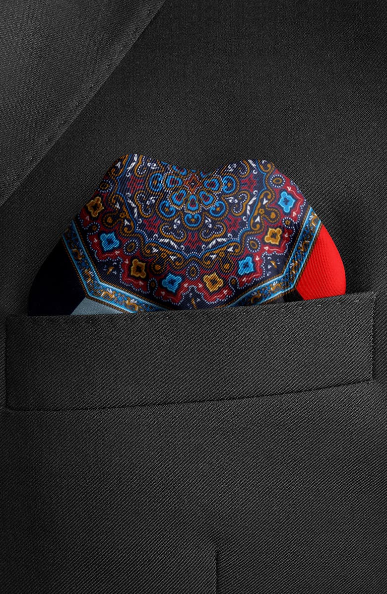 Cufflinks, Inc. Vincent De Paul Multi Colored Paisley Pocket Square, Alternate, color, Blue Multi
