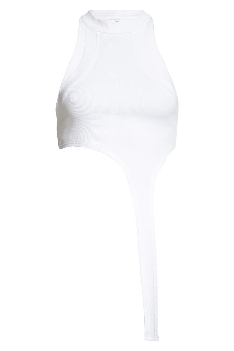 Gender Inclusive Raceher Rib Asymmetric Tank, Alternate, color, WHITE
