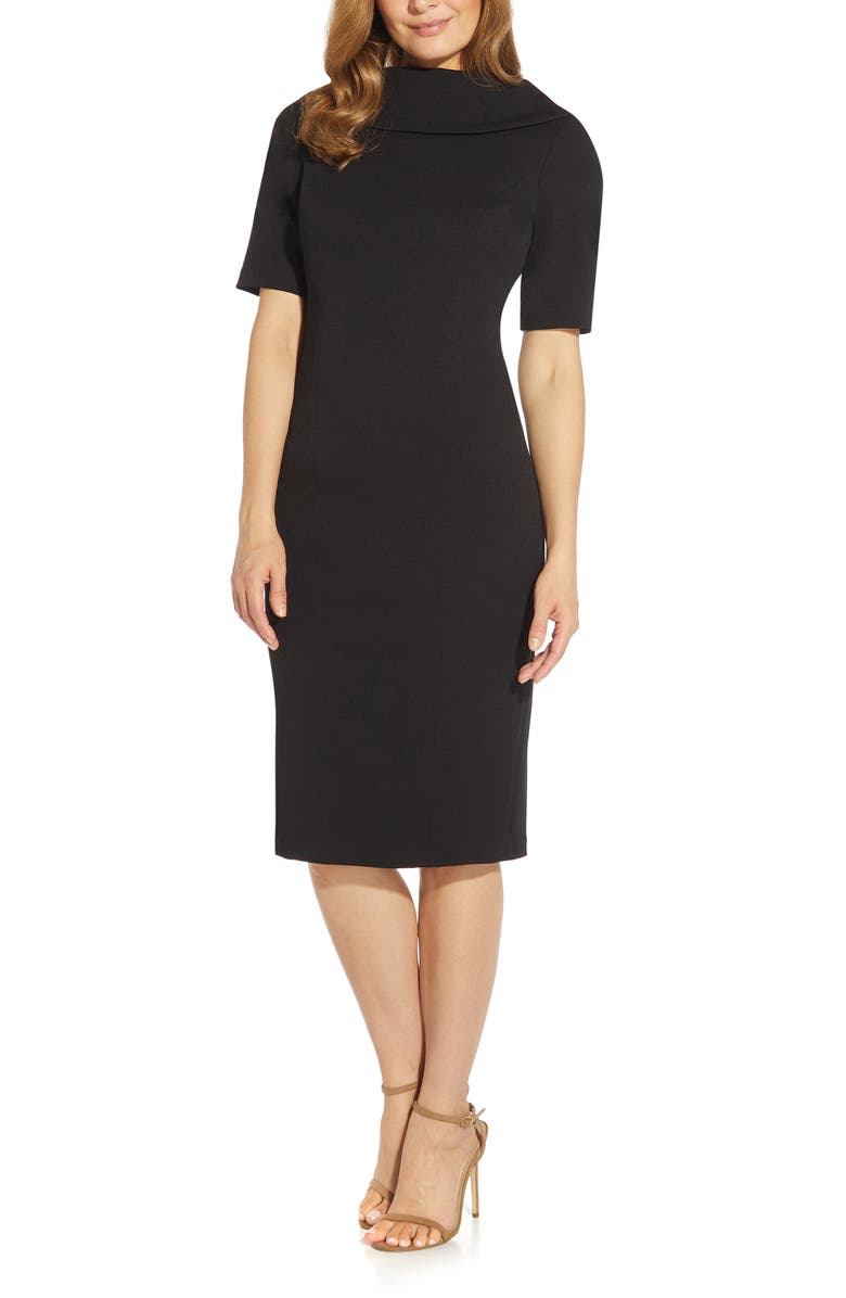 Adrianna Papell V-Back Sheath Dress, Main, color, Black