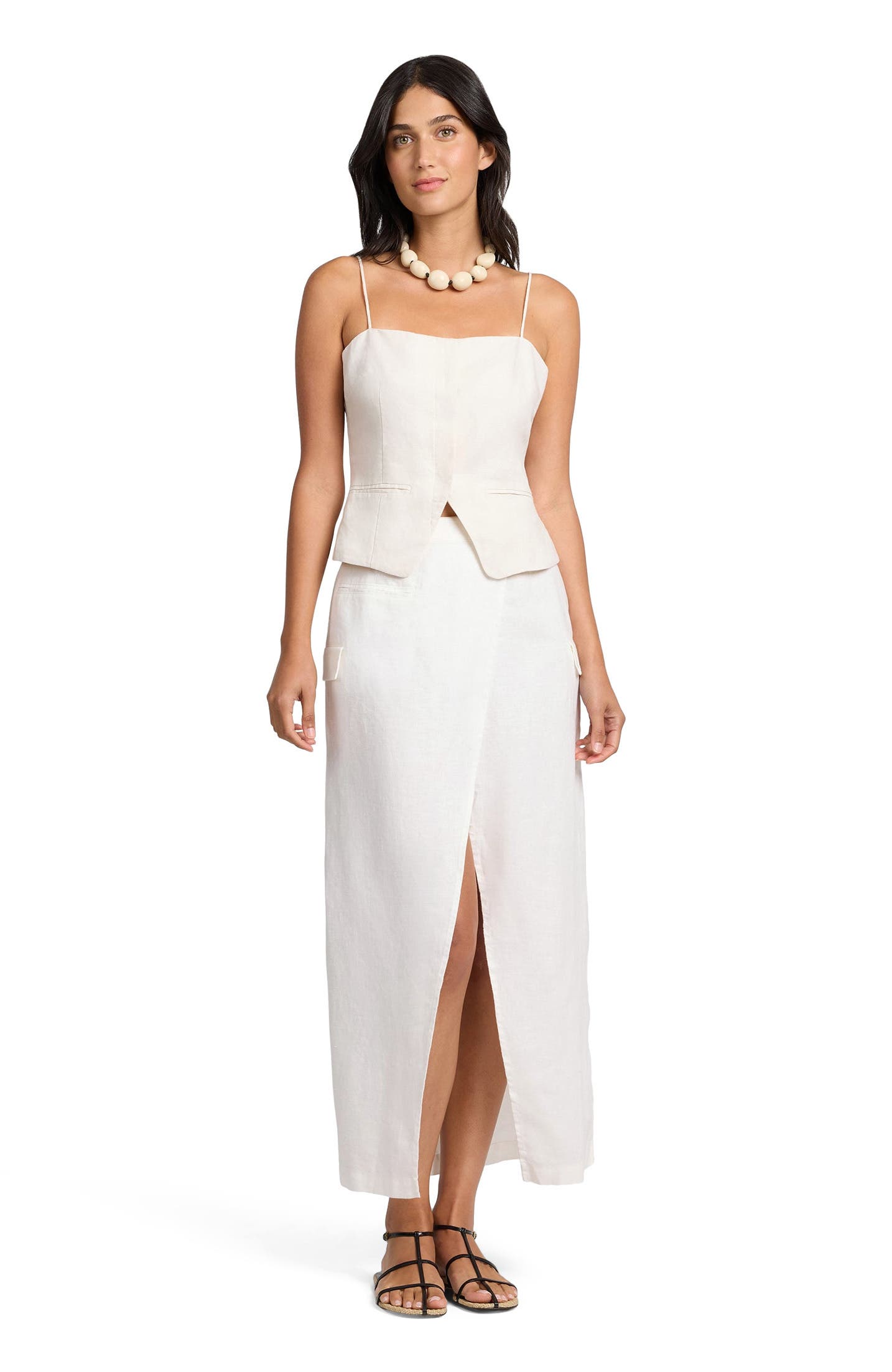 Linen Utility Wrap Maxi Skirt - image 3