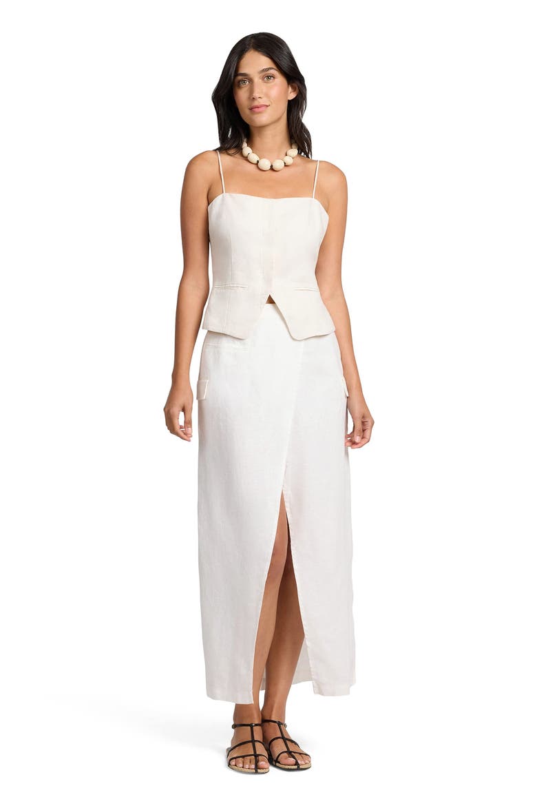 Linen Utility Wrap Maxi Skirt, Main, color, NATURAL