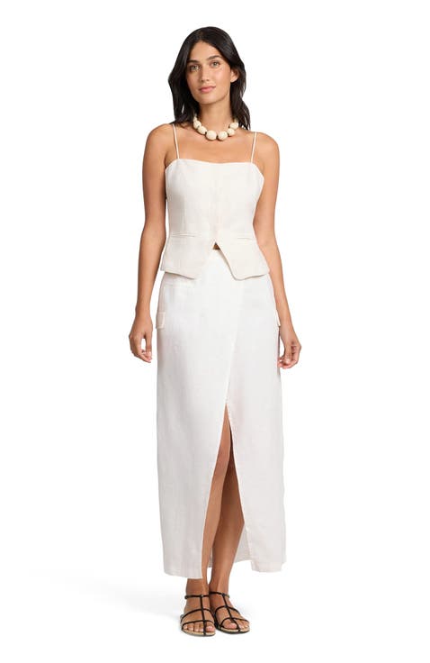 Linen Utility Wrap Maxi Skirt