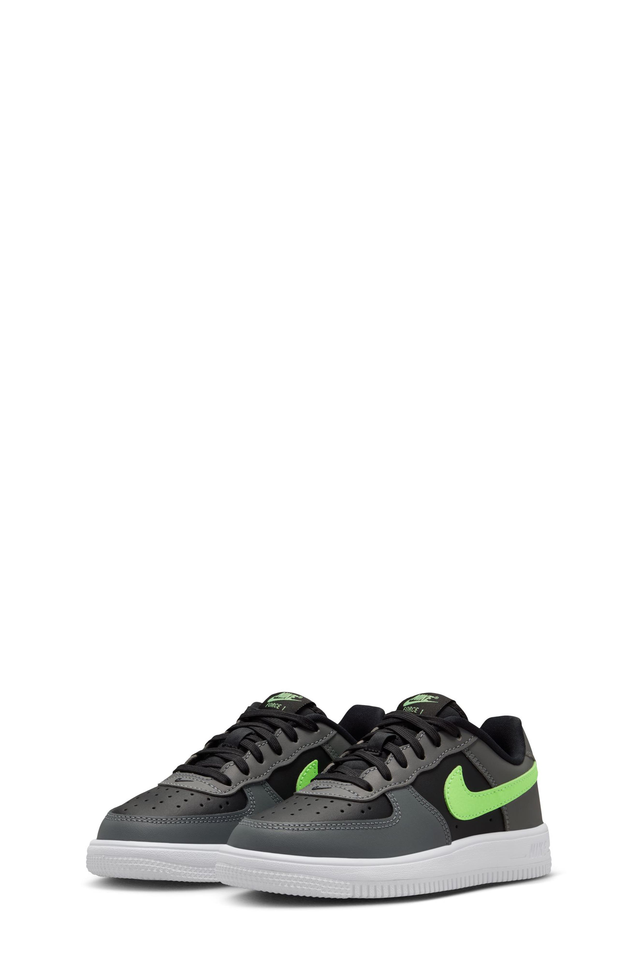 Nike Kids' Air Force 1 Sneaker, Main, color, Black/ Lime Blast/ Smoke Grey
