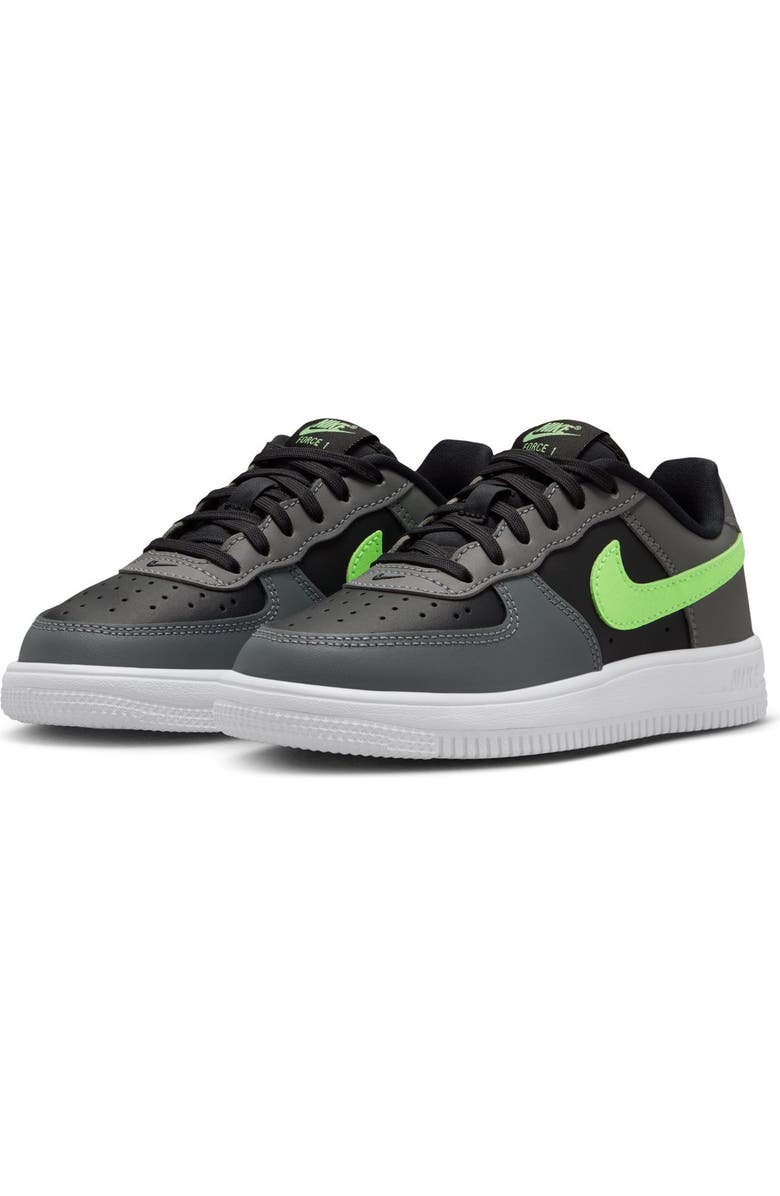 Nike Kids' Air Force 1 Sneaker, Main, color, Black/ Lime Blast/ Smoke Grey