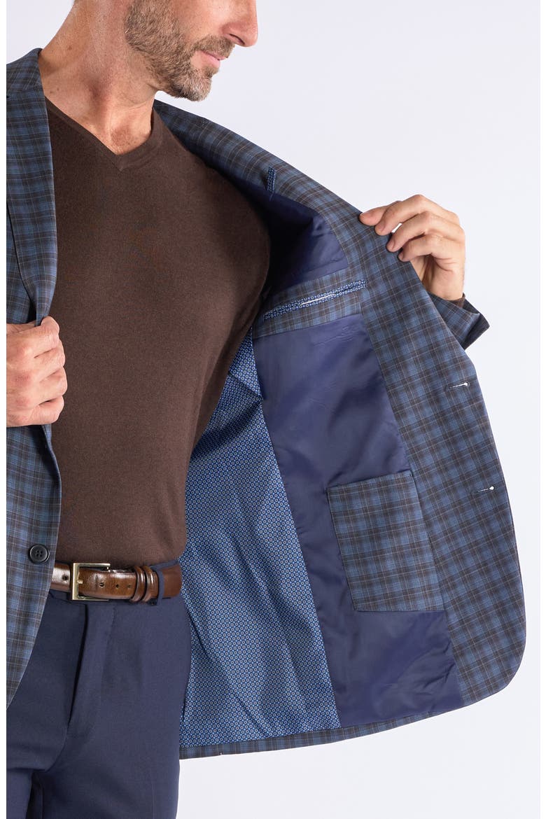 Mayfair Blue Brown Plaid Sport Coat, Alternate, color, BLUE