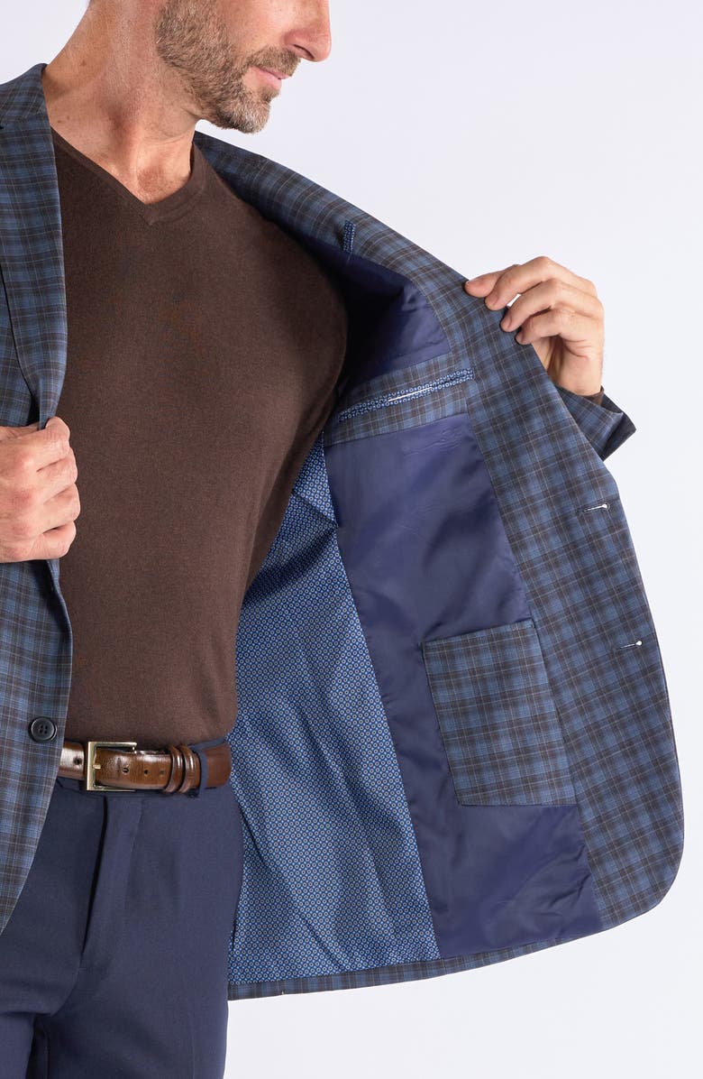 SAVILE ROW CO Mayfair Blue Brown Plaid Sport Coat, Alternate, color, Blue