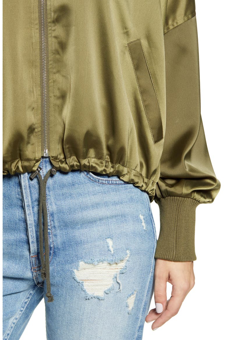 On Duty Satin Bomber Jacket, Alternate, color, DARK SAGE