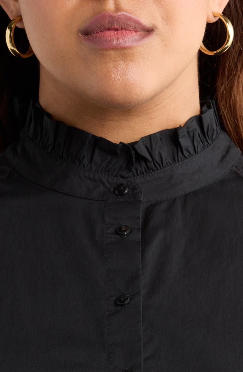 Caslon<sup>®</sup> Ruffle Lace Appliqué Cotton Top, Alternate, color, Black