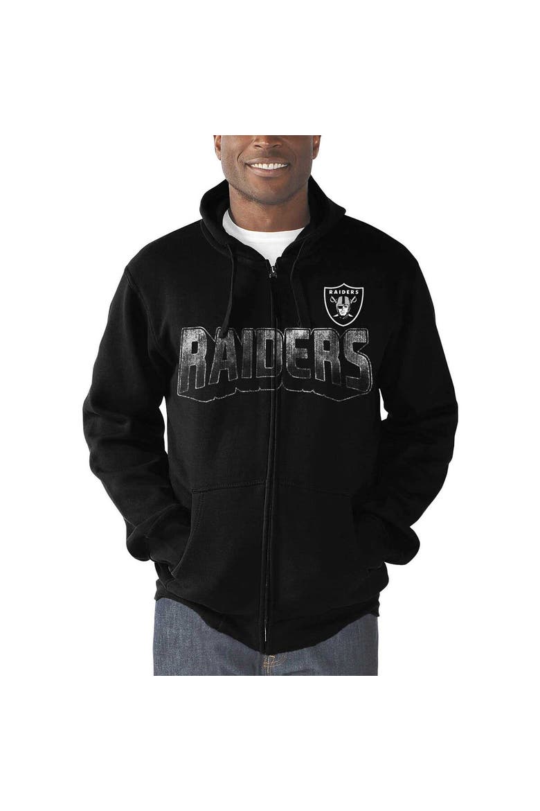 Men's G-III Sports by Carl Banks Black Las Vegas Raiders Perfect Season Full-Zip Hoodie, Alternate, color, Black