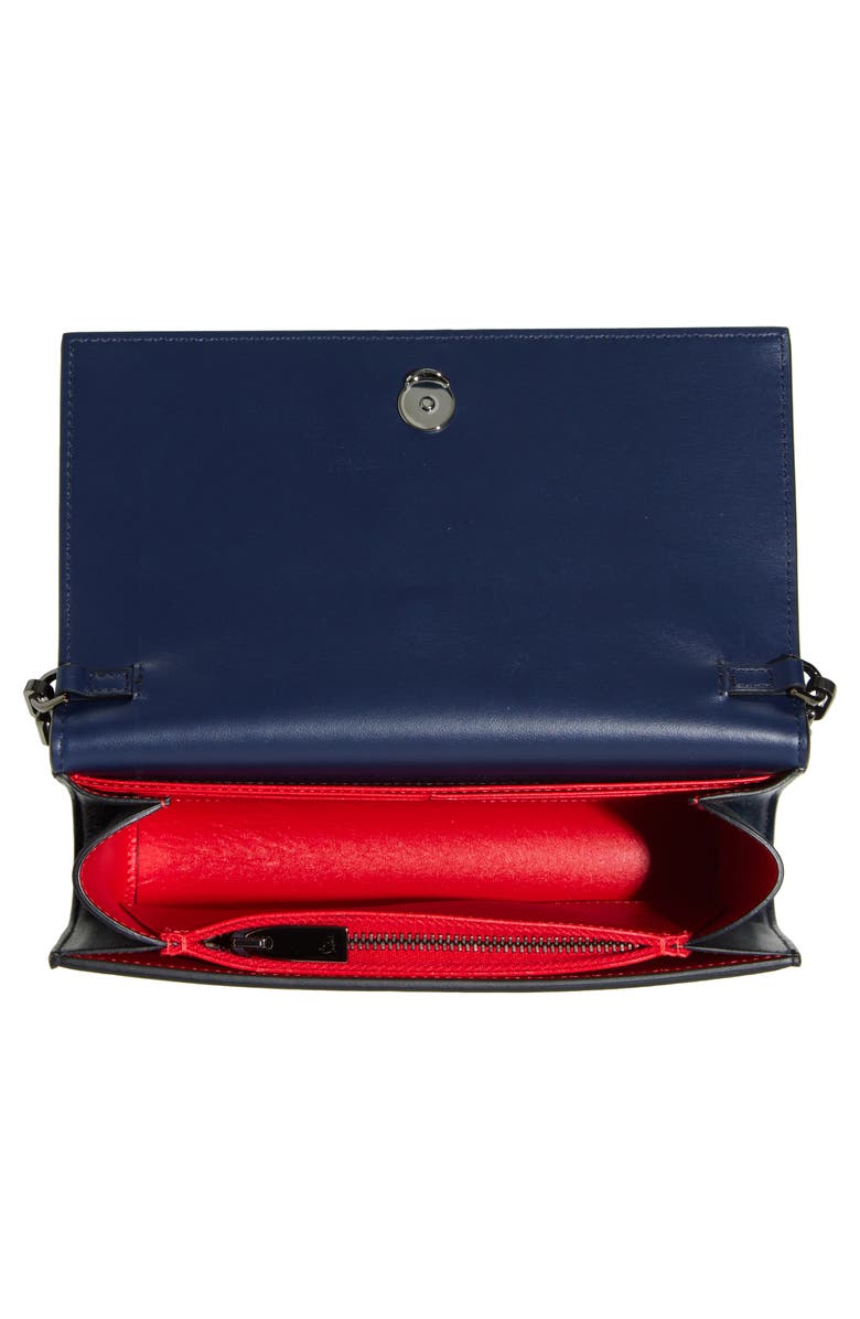 Christian Louboutin Paloma Loubinthesky Leather Wallet on a Chain, Alternate, color, Zaffiro/ Gun Metal