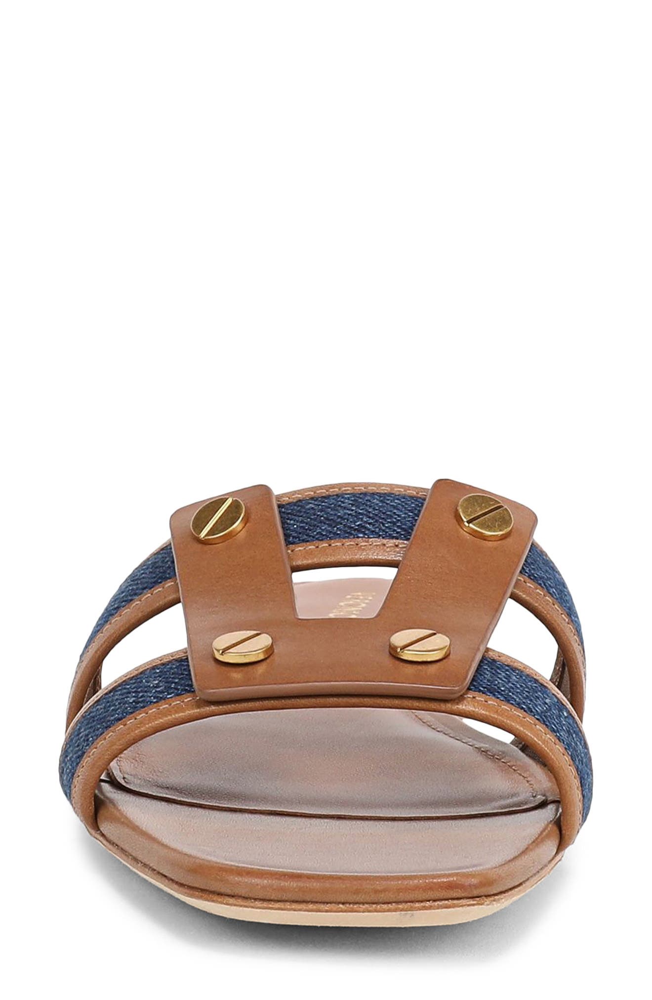 Veronica Beard Via Mixed Media Slide Sandal, Alternate, color, Honey/ Navy