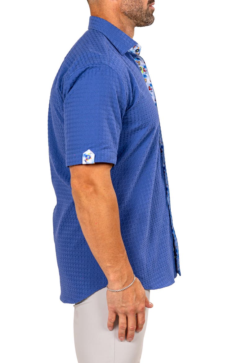 Galileo Marthy Short Sleeve Cotton Button-Up Shirt, Alternate, color, BLUE