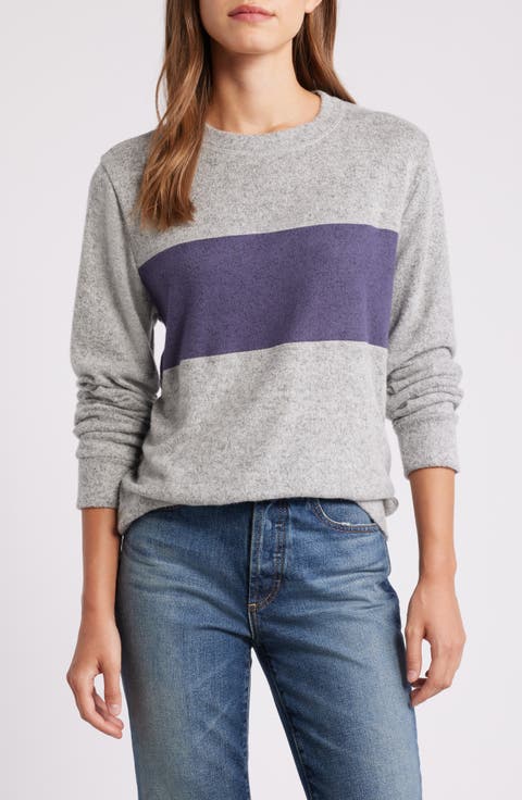 Deux Par Deux Color Block Brushed Jersey Top With Quilted Pocket - Peacoat Black/Beige Deux Par Deux Color Block Brushed Jersey Top With Quilted Pocket - Peacoat Black/Beige