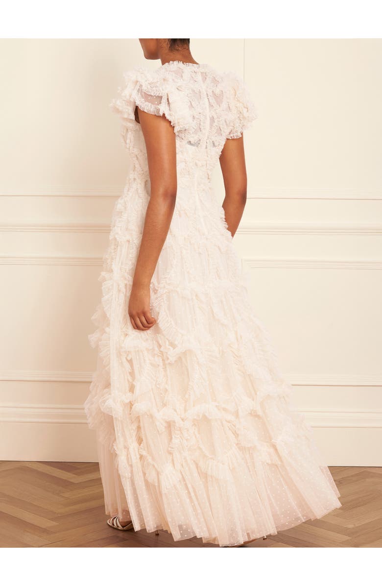 Needle & Thread Amorette V-neck Gown, Alternate, color, Cream