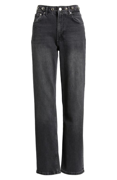 Rails Topanga Studded High Waist Straight Leg Jeans In Black