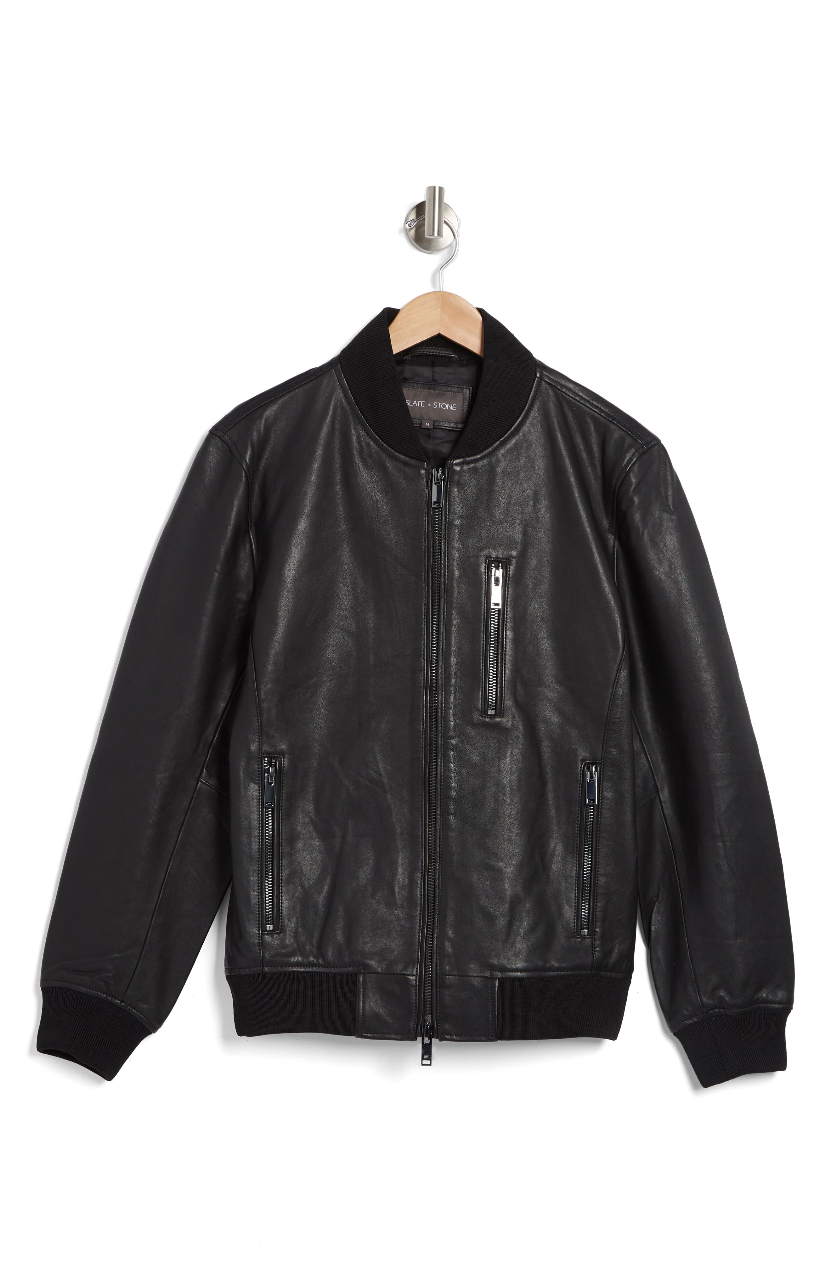 Slate & Stone Leather Bomber Jacket (Men) | Nordstromrack