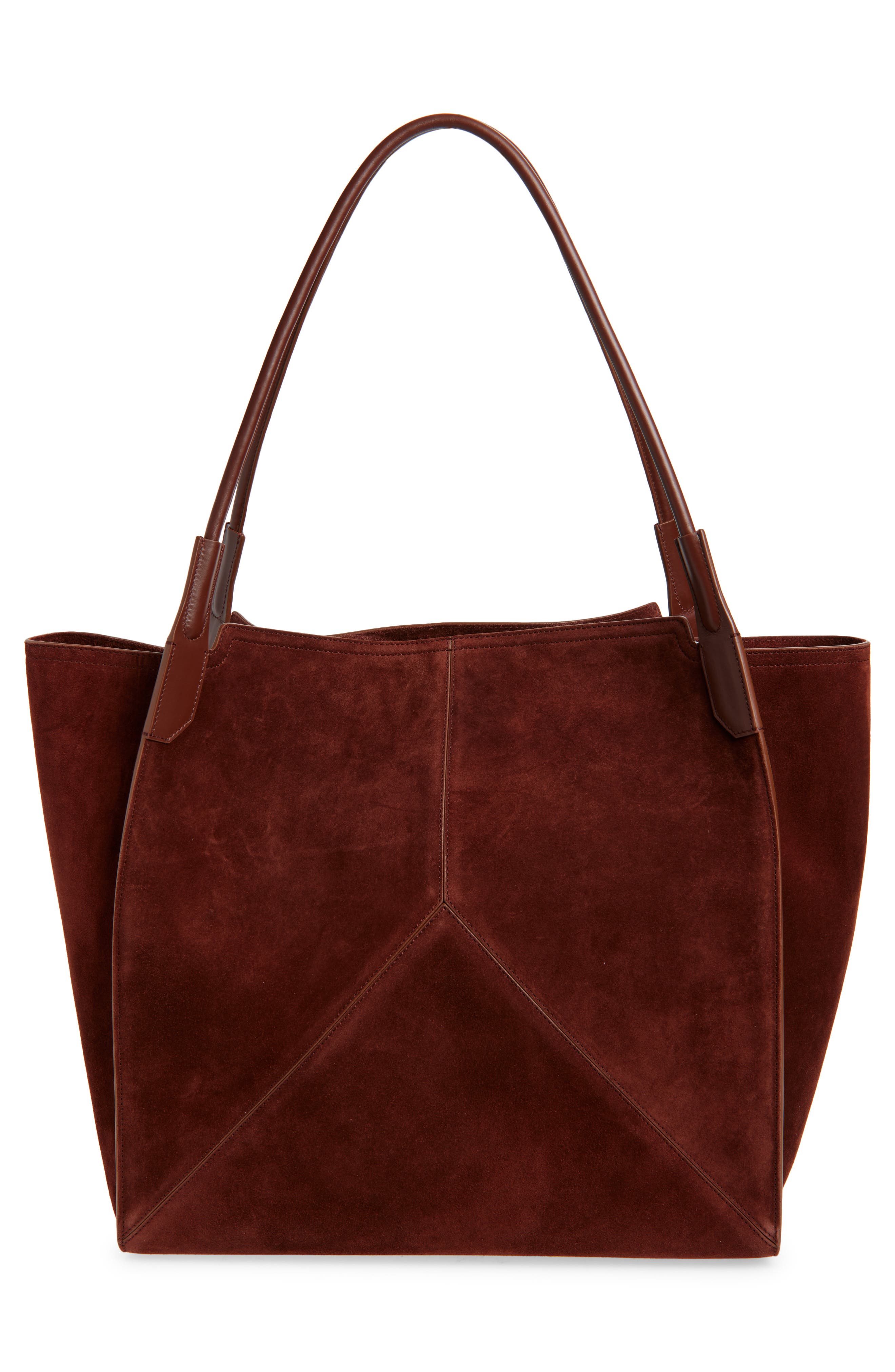 Victoria Beckham Victoria Sue Suede Tote, Alternate, color, Dark Brown